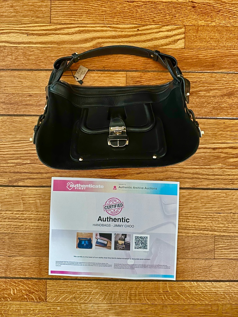 Jimmy Choo Black Shoulder Hobo With Silver Buckle